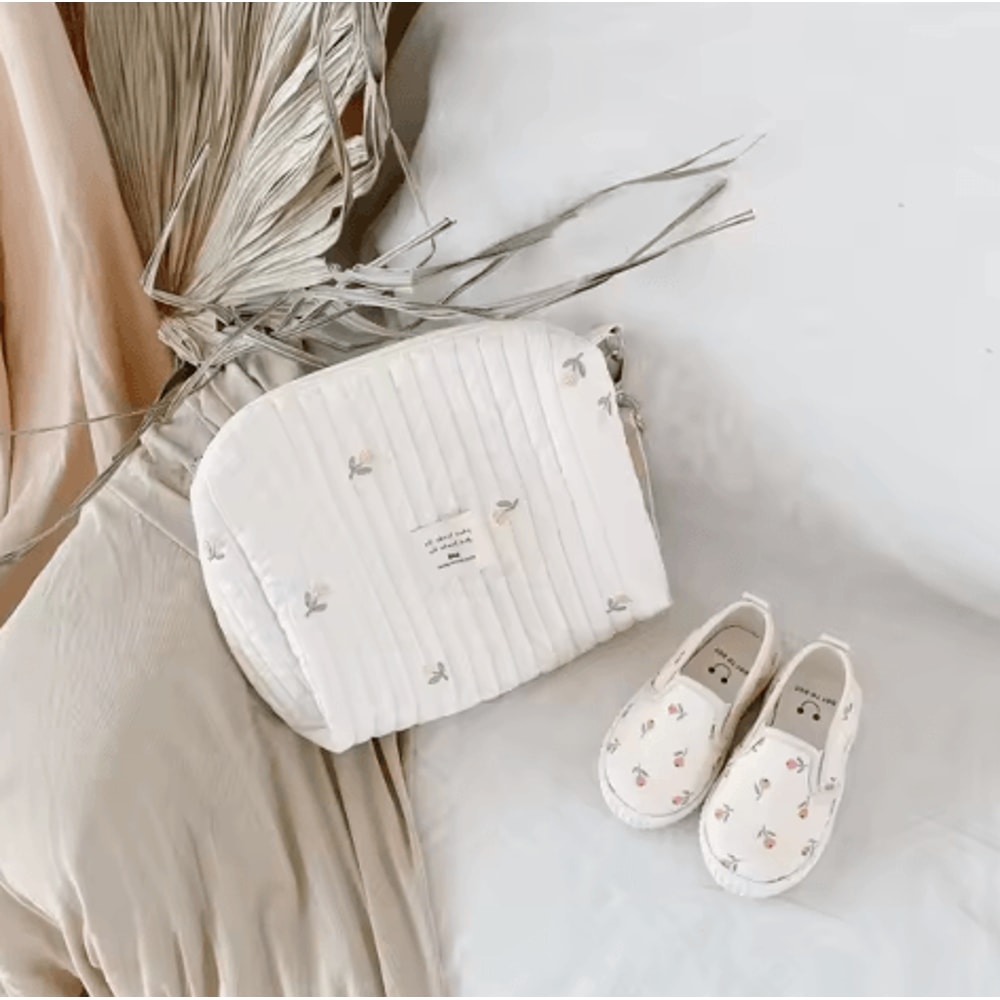 KoreanStyle Quilted Diaper Bag With Elegant Embroidery Large Storage 5
