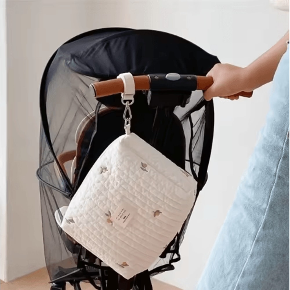 KoreanStyle Quilted Diaper Bag With Elegant Embroidery Large Storage 4