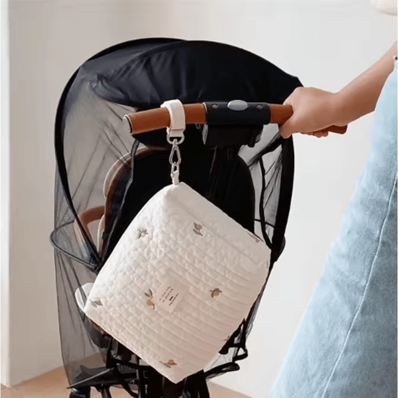 KoreanStyle Quilted Diaper Bag With Elegant Embroidery Large Storage 4