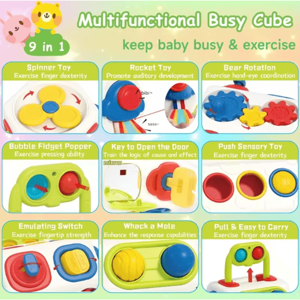 Montessori Busy Cube Sensory Learning Toy For Toddlers 4