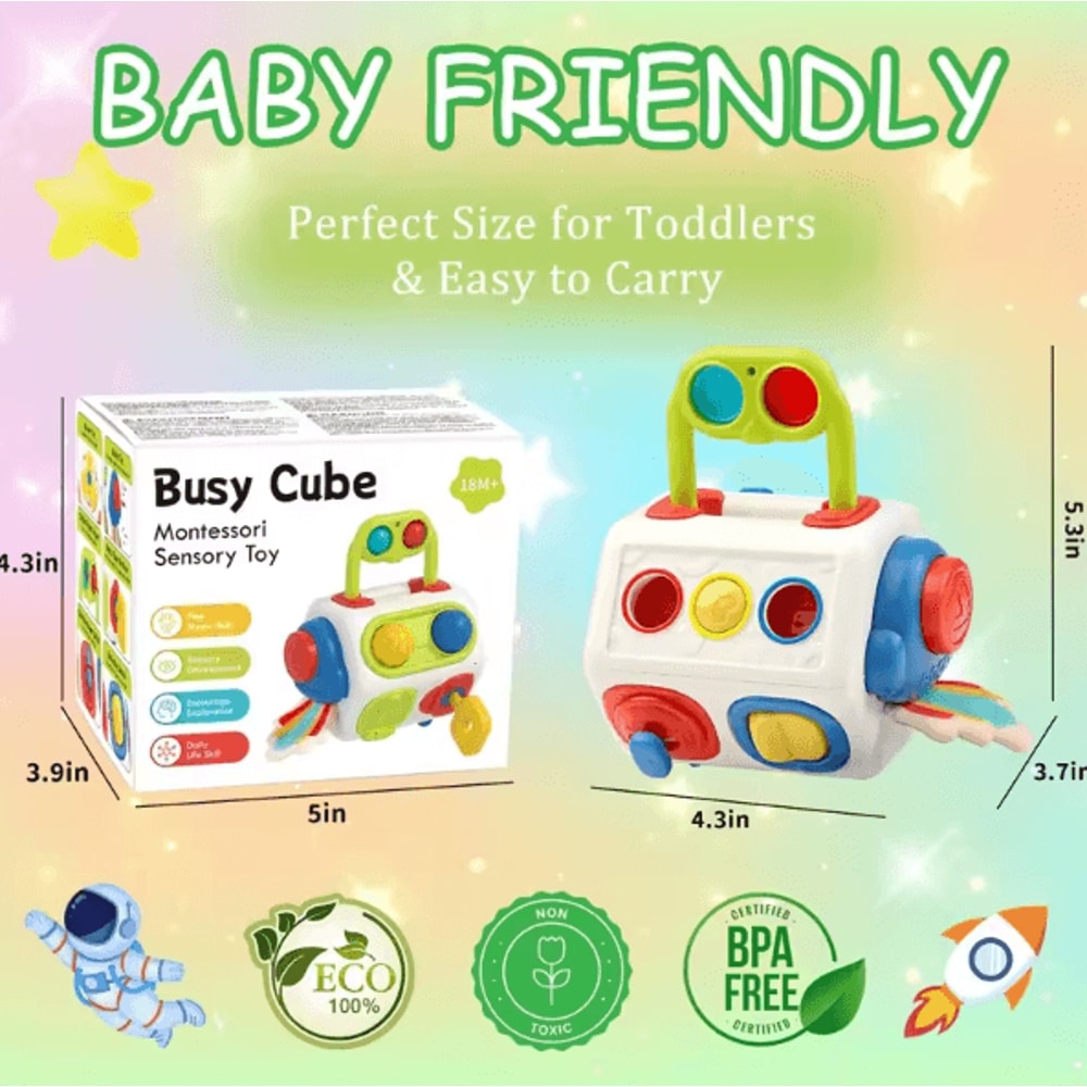 Montessori Busy Cube Sensory Learning Toy For Toddlers 5