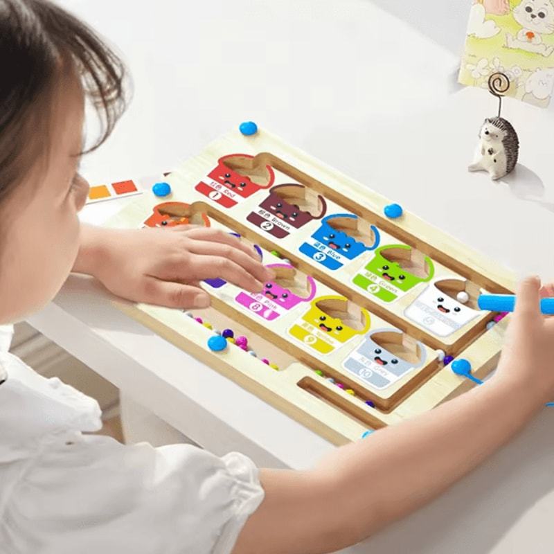 Montessori Magnetic Maze Board For Color Sorting Fine Motor Skills 0