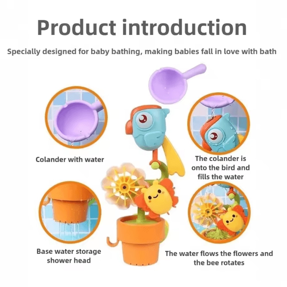 Interactive Baby Bath Toy With Spinning Water Wheel Suction Cup 3