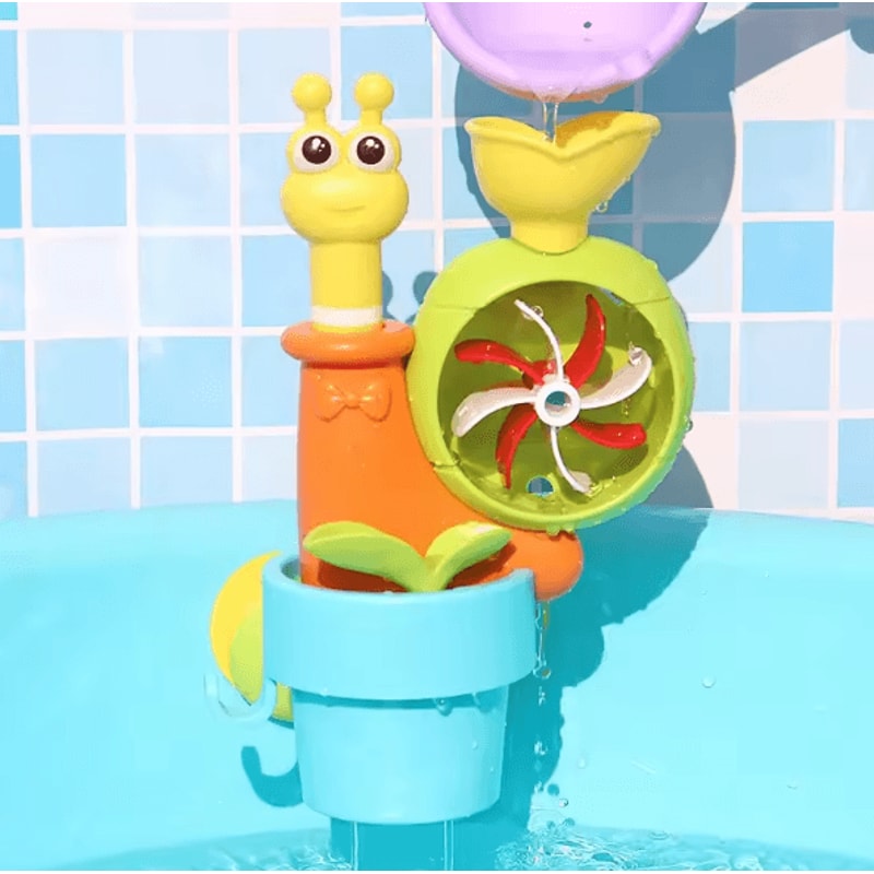 Interactive Baby Bath Toy With Spinning Water Wheel Suction Cup 5