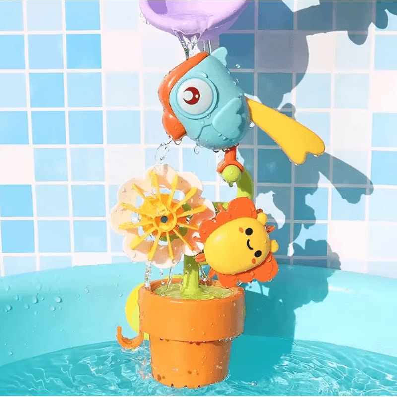 Interactive Baby Bath Toy With Spinning Water Wheel Suction Cup 6