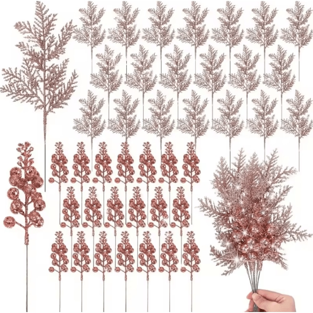 10PCS Glitter Christmas Berry Stems For Festive DIY Decor Arrangements 3