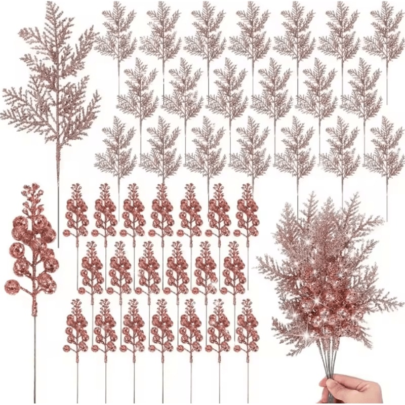 10PCS Glitter Christmas Berry Stems For Festive DIY Decor Arrangements 3