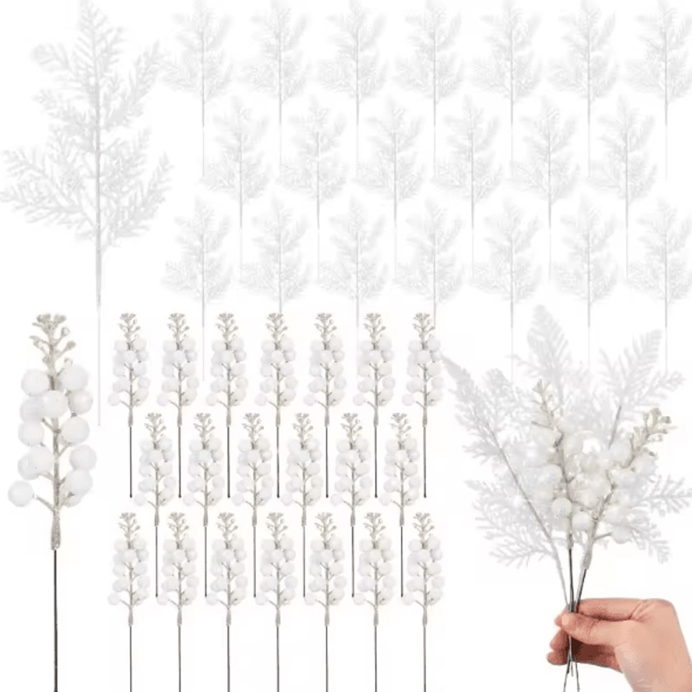 10PCS Glitter Christmas Berry Stems For Festive DIY Decor Arrangements 4