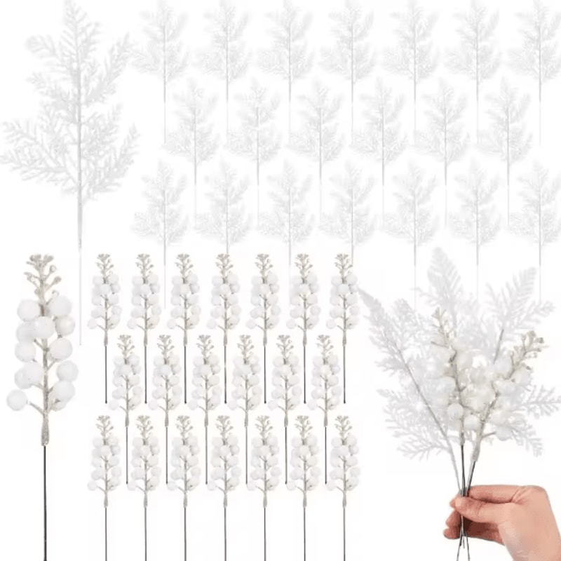 10PCS Glitter Christmas Berry Stems For Festive DIY Decor Arrangements 4