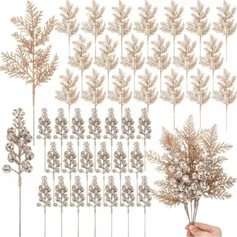 10PCS Glitter Christmas Berry Stems For Festive DIY Decor Arrangements 8