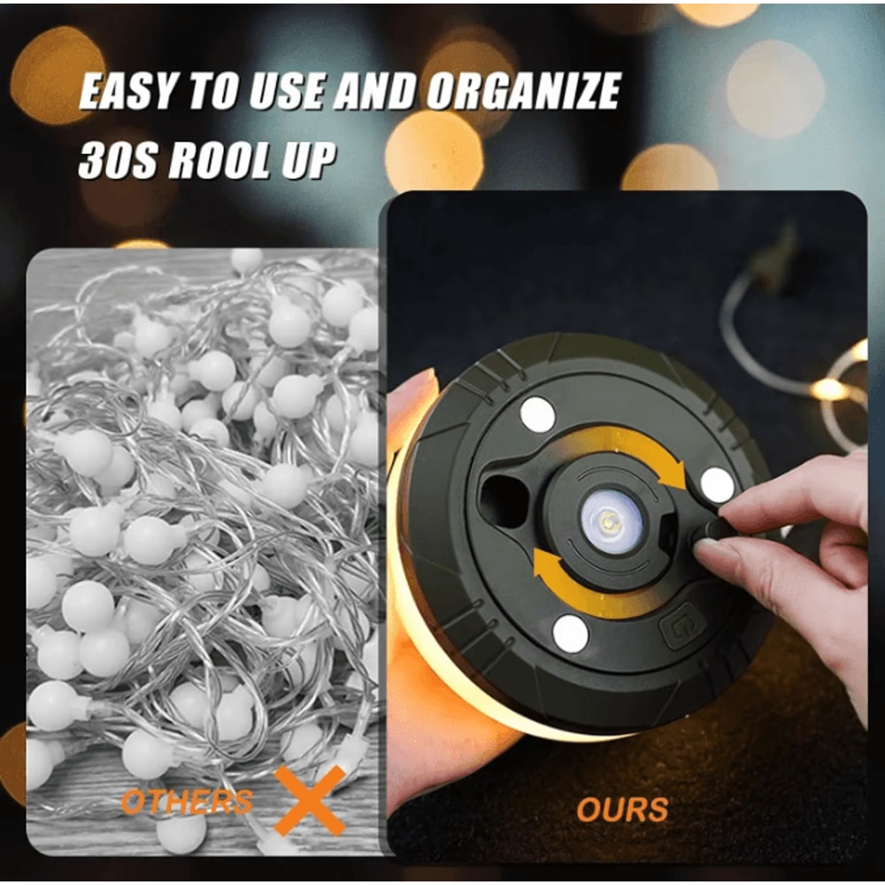 4in1 LED Camping String Lights With Retractable Reel USB Recharge 2