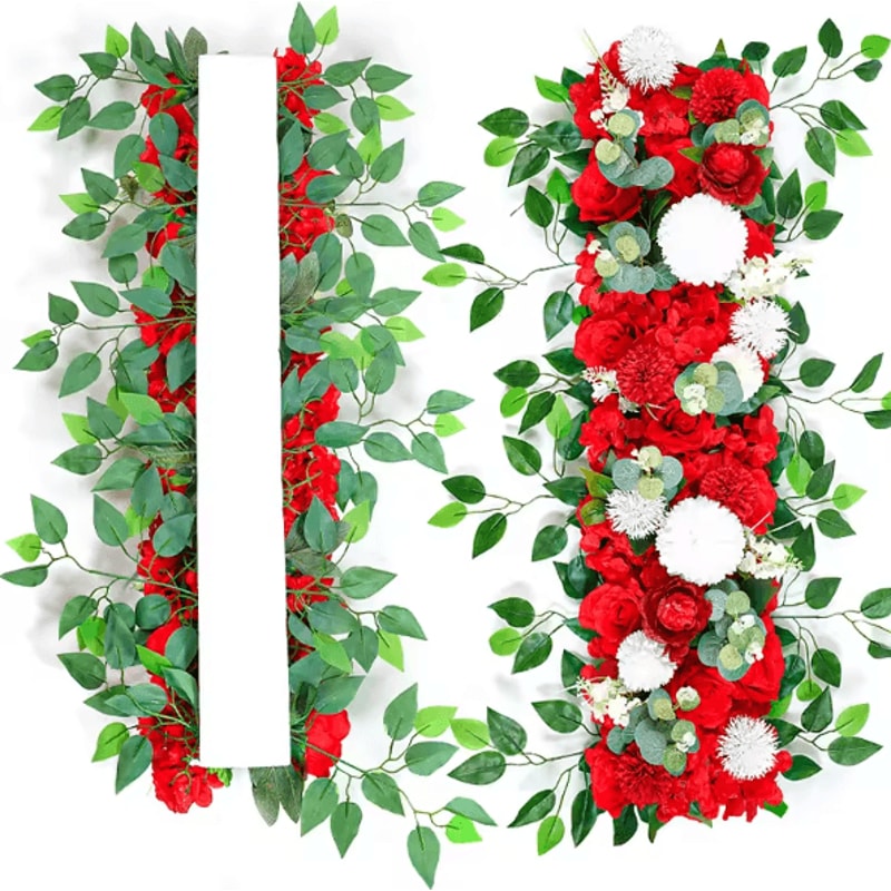 Luxury White Rose Pampas Grass Flower Row For Elegant Wedding Decor 1