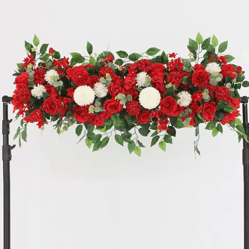 Luxury White Rose Pampas Grass Flower Row For Elegant Wedding Decor 3