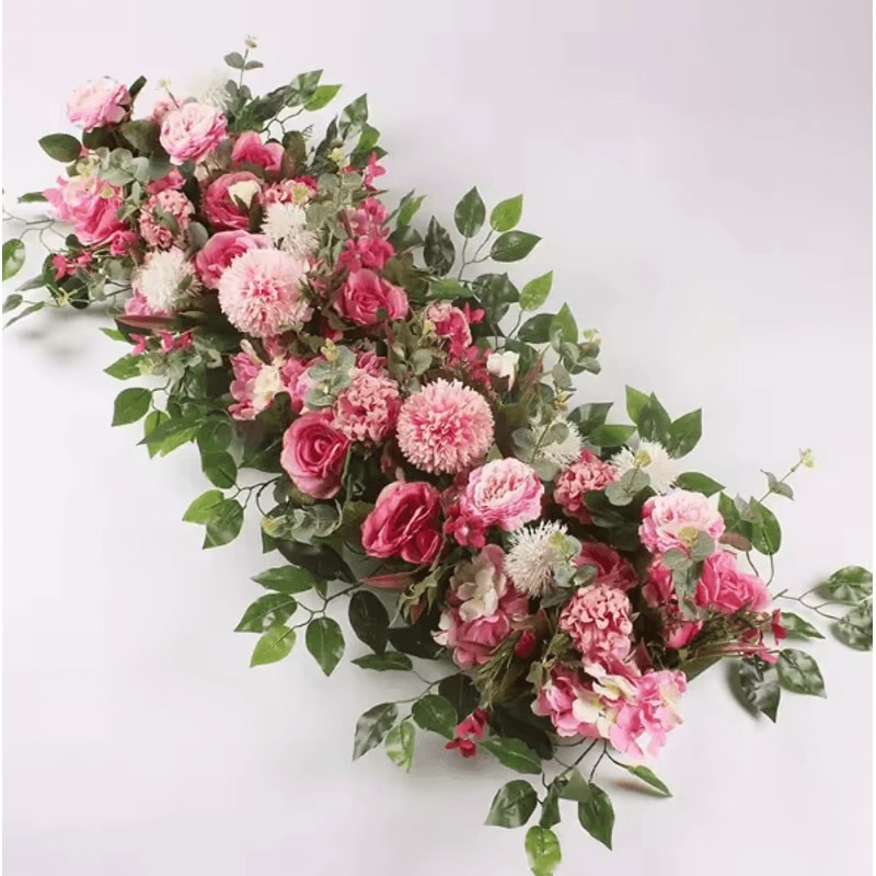 Luxury White Rose Pampas Grass Flower Row For Elegant Wedding Decor 6