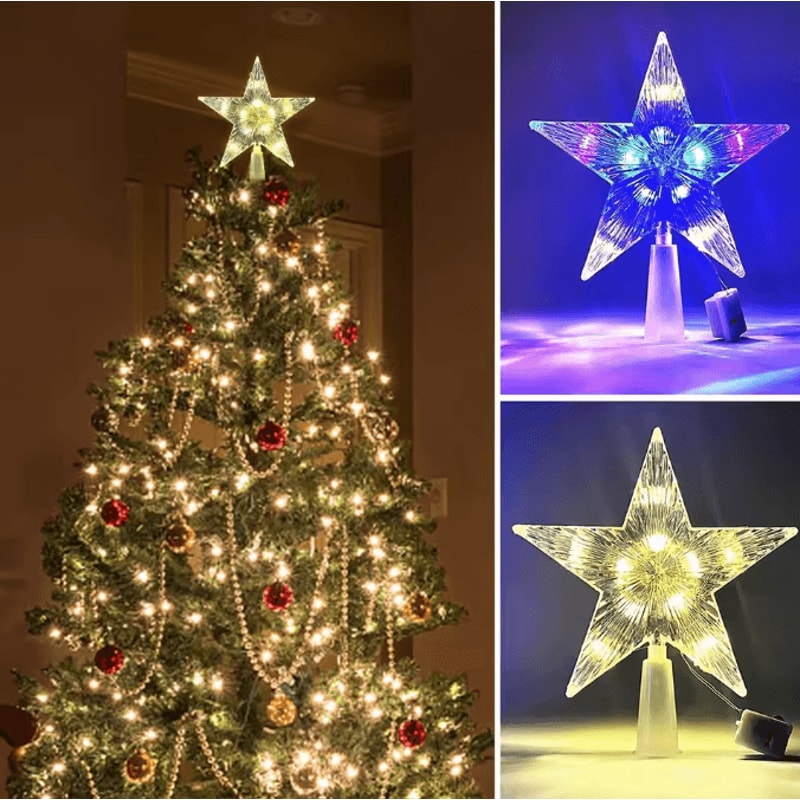 LED Christmas Tree Topper Star With Glowing Light Effect 0