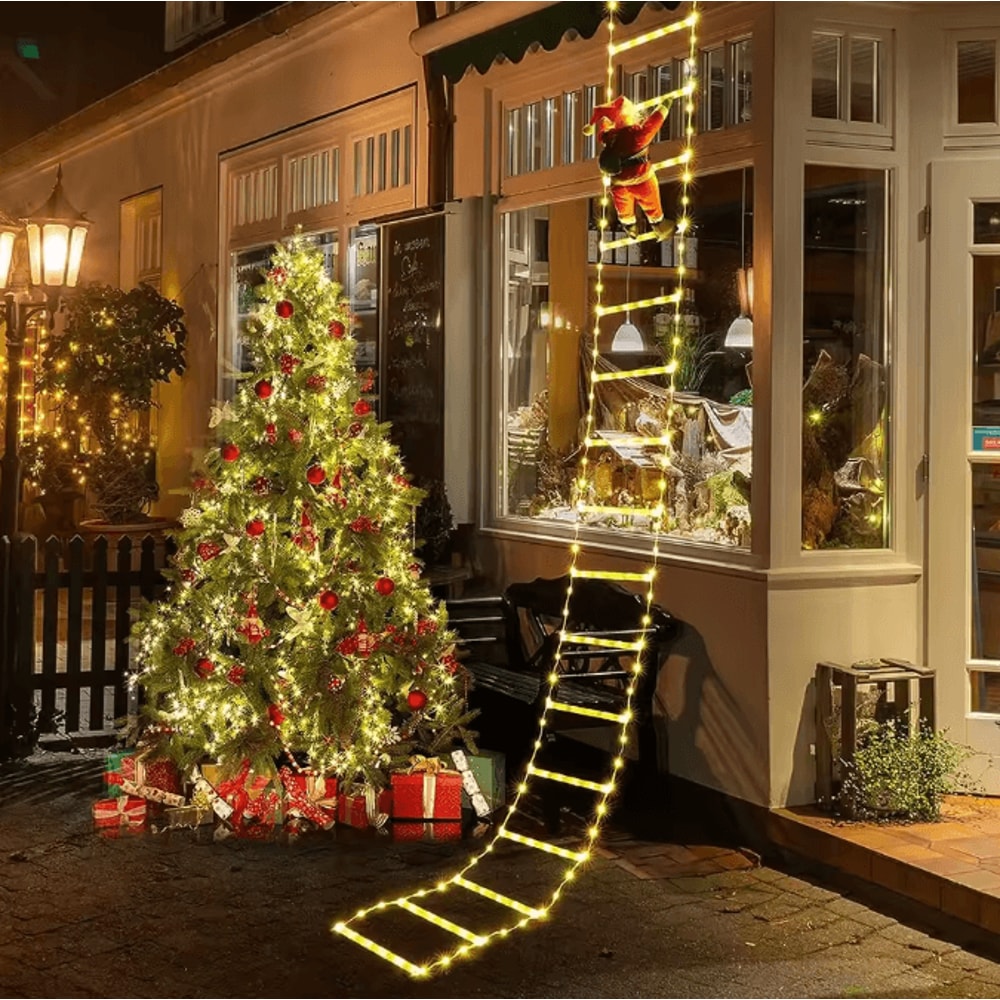 3M Climbing Santa Ladder Decoration With LED Lights For Festive Displays 1