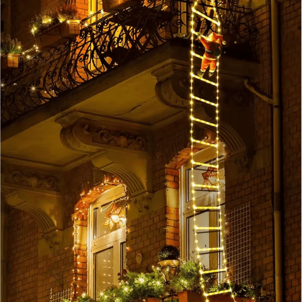 3M Climbing Santa Ladder Decoration With LED Lights For Festive Displays 2