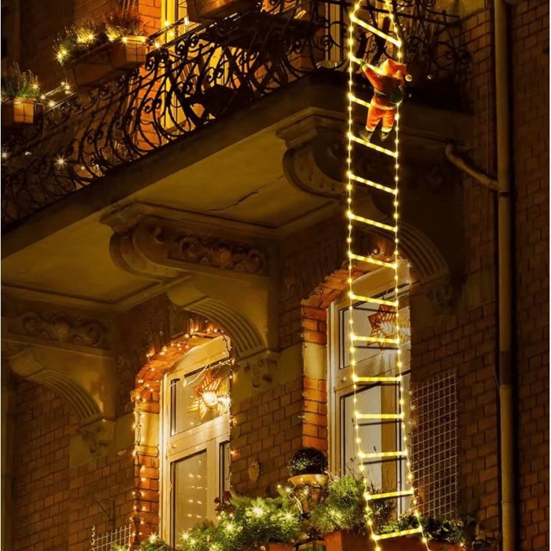 3M Climbing Santa Ladder Decoration With LED Lights For Festive Displays 2
