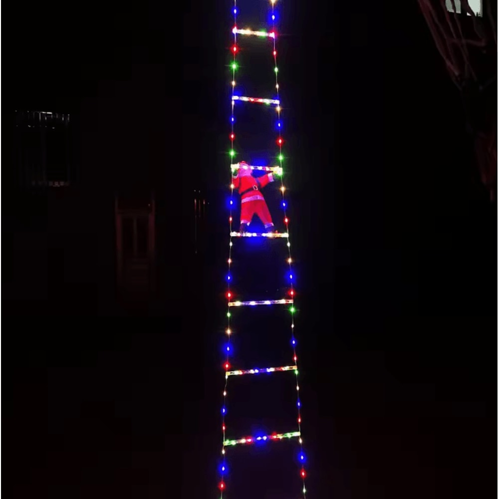 3M Climbing Santa Ladder Decoration With LED Lights For Festive Displays 5