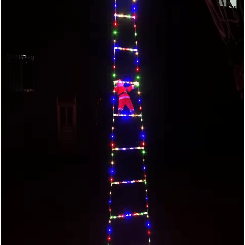 3M Climbing Santa Ladder Decoration With LED Lights For Festive Displays 5