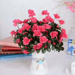 uv-resistant artificial red azalea flower bush for outdoor & home decor