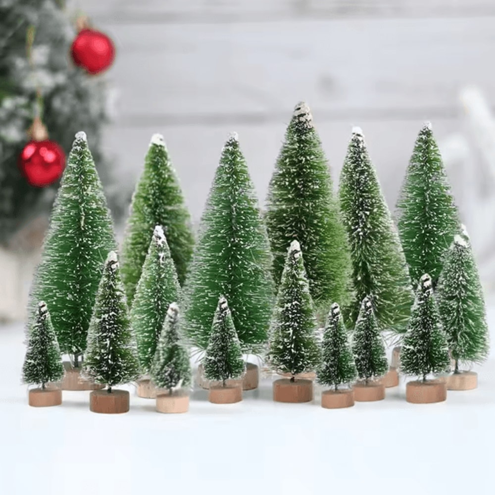Mini Sisal Christmas Tree Tabletop Decor With Wooden Base 0