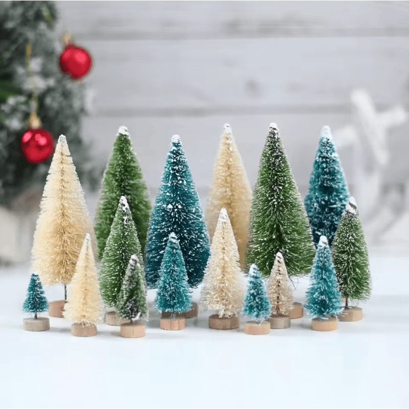 Mini Sisal Christmas Tree Tabletop Decor With Wooden Base 2