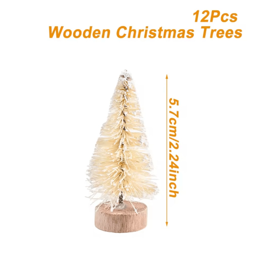 Mini Sisal Christmas Tree Tabletop Decor With Wooden Base 8