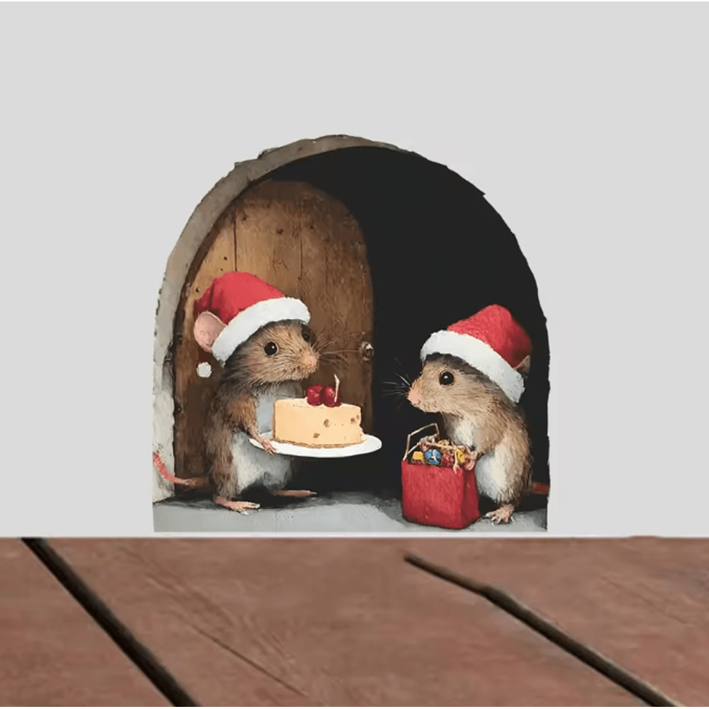 Cute Christmas Mouse Wall Stickers For Festive Home Decor 4