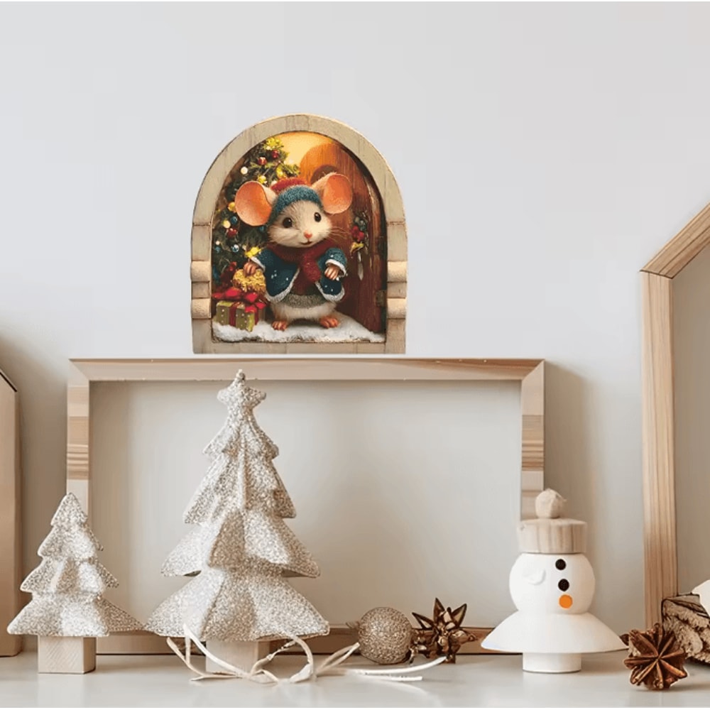 Cute Christmas Mouse Wall Stickers For Festive Home Decor 8