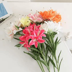 lifelike faux lily arrangement with realistic stems for elegant decor