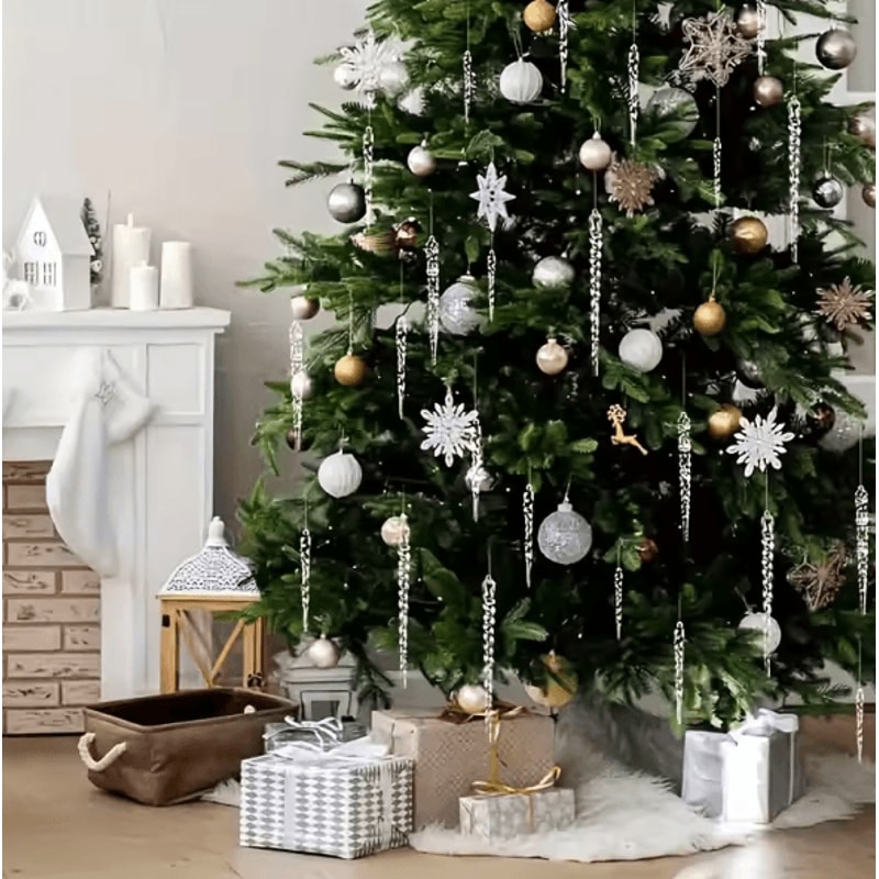 Crystal Clear Icicle Ornaments Set For Elegant Christmas Tree Decor 1