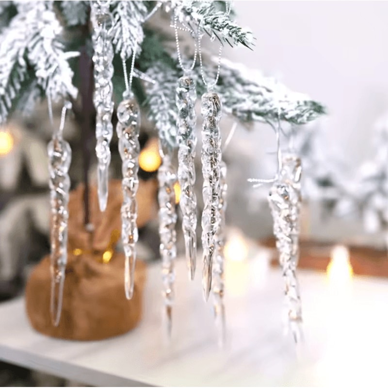 Crystal Clear Icicle Ornaments Set For Elegant Christmas Tree Decor 4