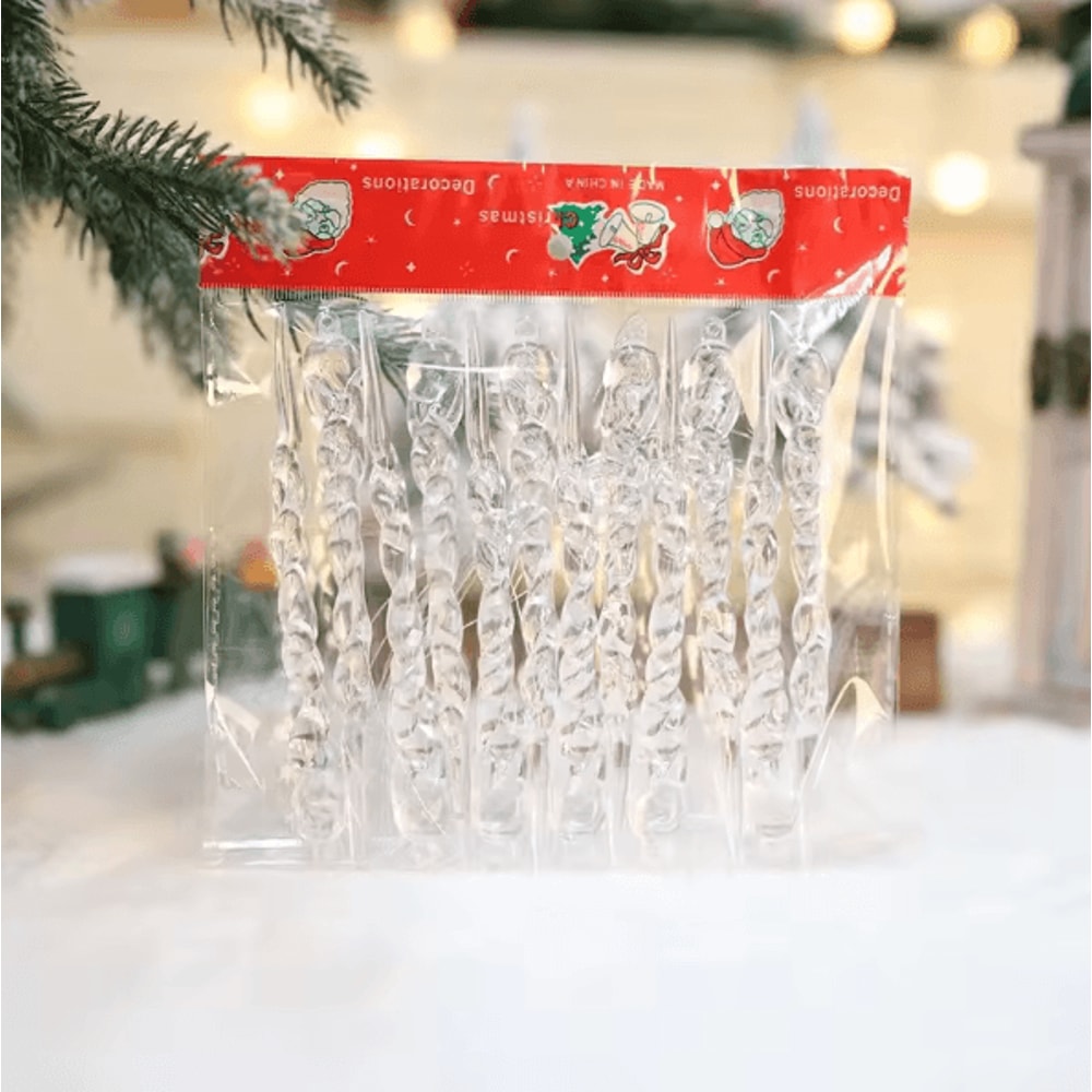 Crystal Clear Icicle Ornaments Set For Elegant Christmas Tree Decor 5