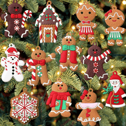 12-piece wooden gingerbread man christmas ornaments set