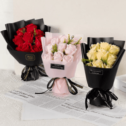 9-head soap rose bouquet – elegant scented artificial flower gift