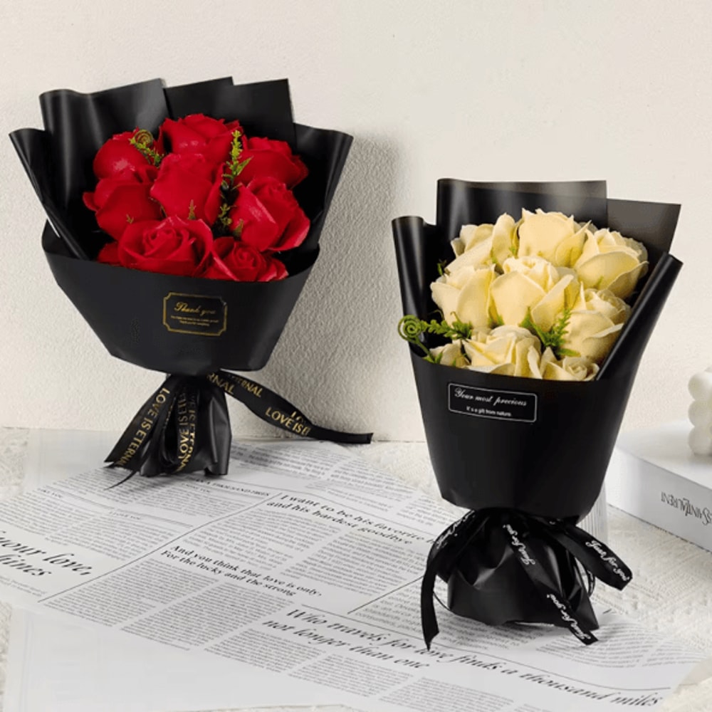 9Head Soap Rose Bouquet Elegant Scented Artificial Flower Gift 3