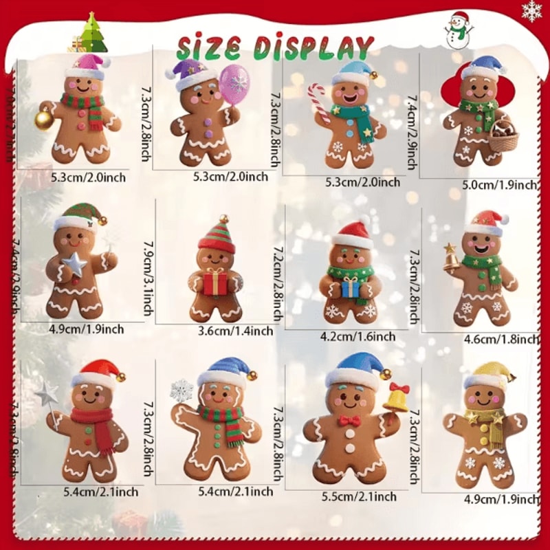1224pcs Wooden Gingerbread Man Christmas Ornaments Set 3