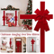 Large Christmas Door Bow With Linen Ribbon For Festive Entryway Decor 2