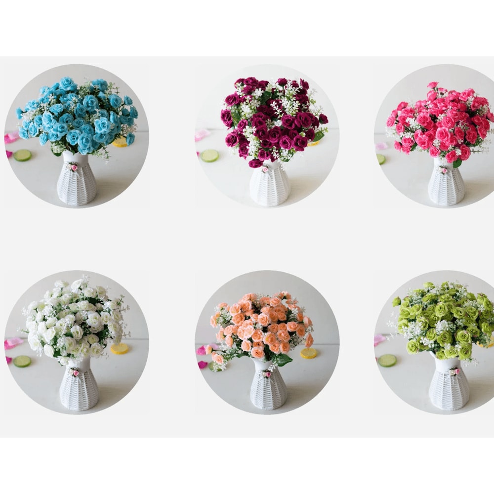 Realistic 15Head Artificial Rose Bouquet Elegant Faux Flowers For Home Events 0