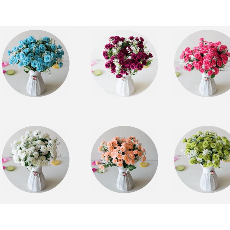 Realistic 15Head Artificial Rose Bouquet Elegant Faux Flowers For Home Events 0