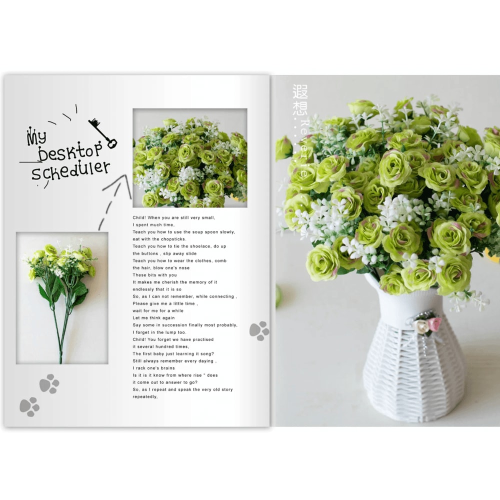 Realistic 15Head Artificial Rose Bouquet Elegant Faux Flowers For Home Events 3