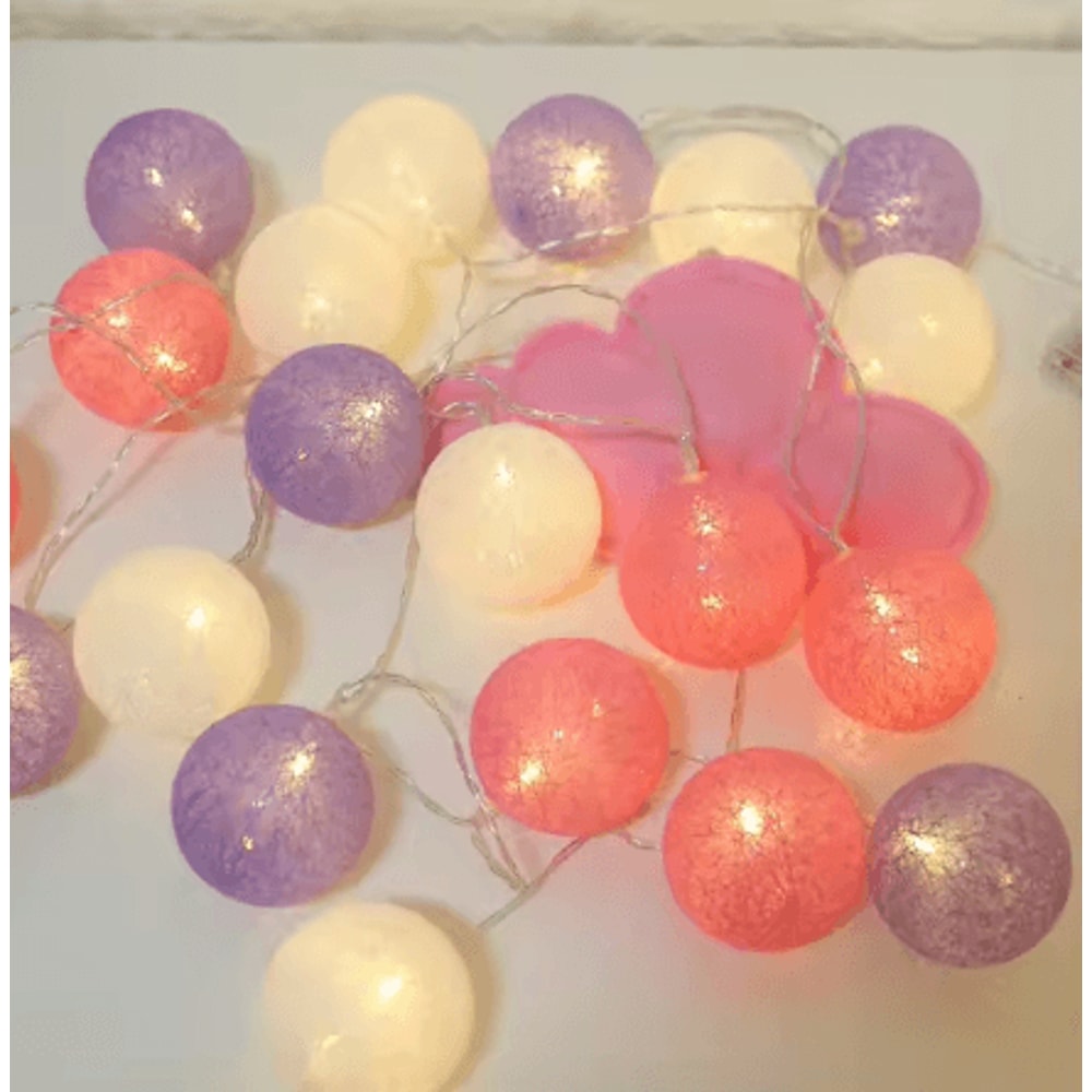 Colorful Cotton Ball LED String Lights Battery Fairy Garland For Cozy Home Holiday Decor 4