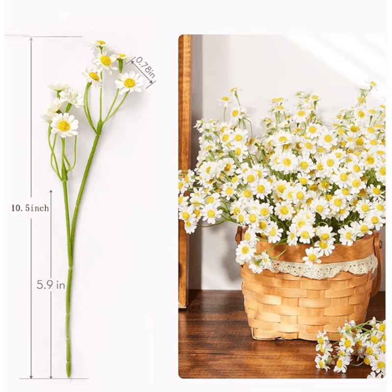 Silk Artificial Daisy Flower Bouquet Realistic White Floral Decor For Home Events 4