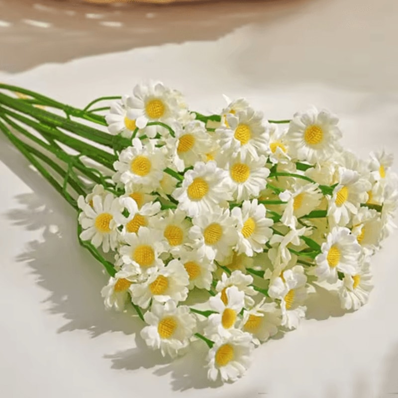 Silk Artificial Daisy Flower Bouquet Realistic White Floral Decor For Home Events 5