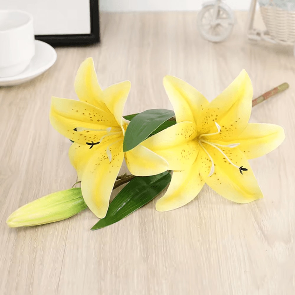 Realistic 3D Printed Artificial Lily Branch Elegant White Faux Flowers For Home Wedding Decor 7