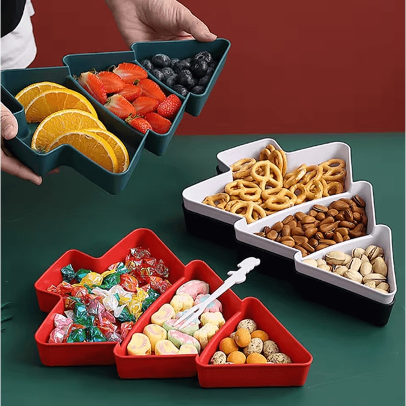 Christmas Tree Fruit Serving Plate Festive Holiday Snack Dessert Tray 0