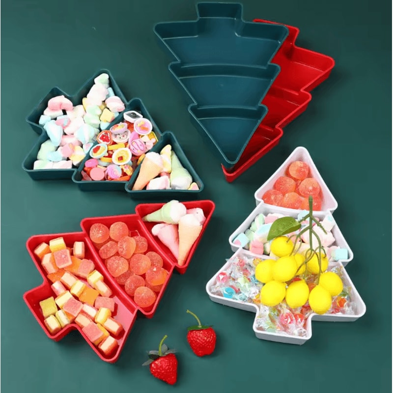 Christmas Tree Fruit Serving Plate Festive Holiday Snack Dessert Tray 2
