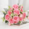 Pink White Artificial Rose Bouquet Realistic Silk Flowers For Home Wedding Decor 2