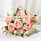 Pink White Artificial Rose Bouquet Realistic Silk Flowers For Home Wedding Decor 4
